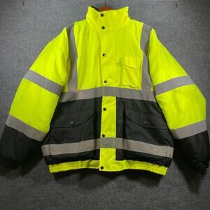 Utility Pro Premium High Vis Bomber Jacket Men's XXL Yellow Removable Fleece